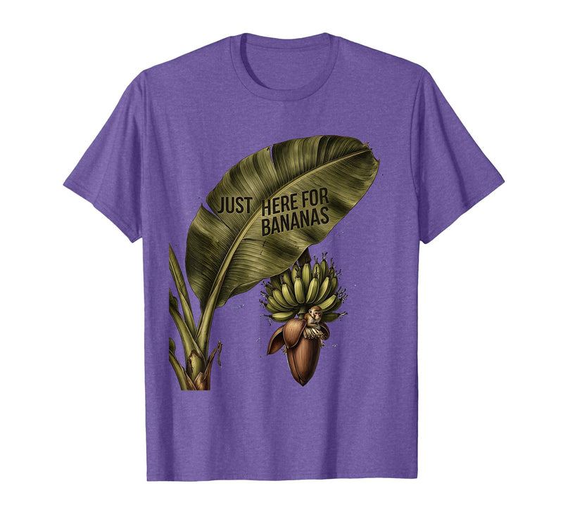 Mademark Just Here for Bananas Funny Monkey Design T-Shirt - Men - Purple Heather