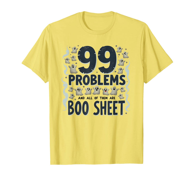 Mademark Ghost & Spirits - Ghost (99 Problems All) T-Shirt - Lemon Yellow-99 Problems All Boo Sheet