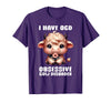 Funny Cow Apparel I Have OCD Obsessive Cow Disorder Cow Lover Farmer T-Shirt - Purple
