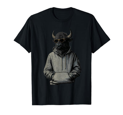 Cow Safari Animal Art Buffalo Sunglasses Funny Bison Lover T-Shirt