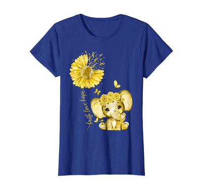 Childhood Cancer Awareness Childhood Cancer Cute Elephant with Sunflower Gold Ribbon T-Shirt