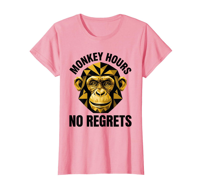 Mademark Monkey Hours No Regrets Funny Primate Design T-Shirt - Women - Pink
