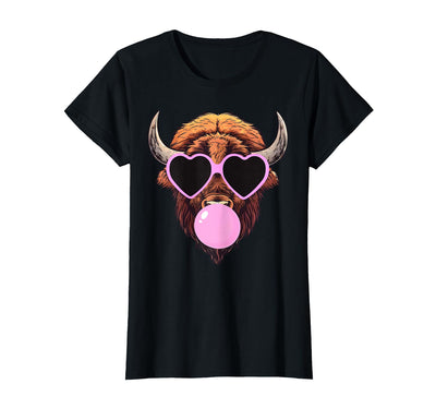 Cow Buffalo Blowing Bubble Gum Animal Bison Western Wearing T-Shirt