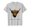 Mademark Keep Calm and Moo Highland Cow Design T-Shirt - Silver Grey