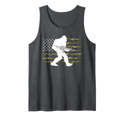 Bigfoot with Rifle American Flag Tank Top