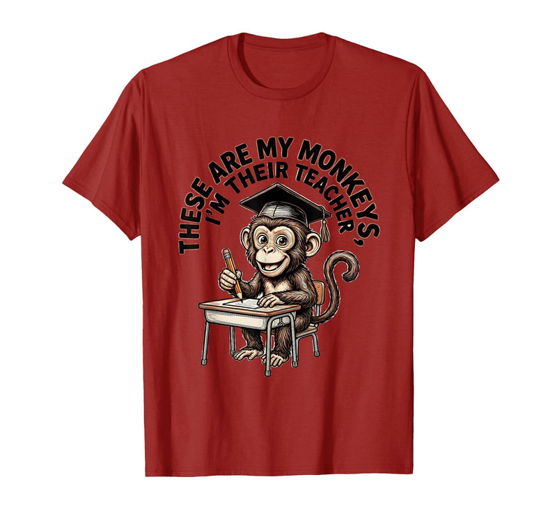 Mademark These Are My Monkeys I'm Their Teacher Circus Design T-Shirt - Men - Cranberry Red