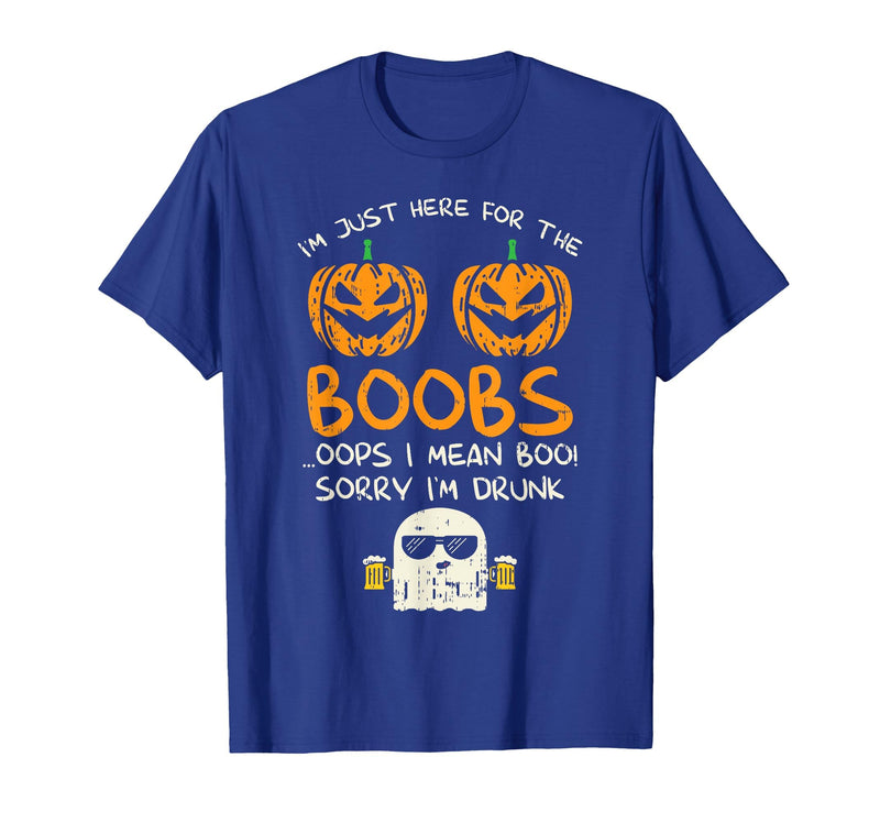 BoredKoalas Funny Halloween Costume Shirts 2021 Im Just Here for The Boobs Boos Drunk Ghost Beer Halloween T-Shirt - Royal