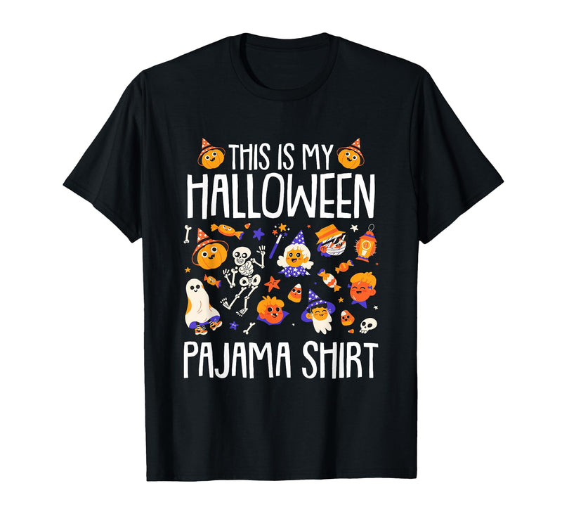Halloween Shirts Costume Women Men Kids Pajama This is My Halloween Pajama Shirt Pumpkin Witch Skeleton T-Shirt - Black