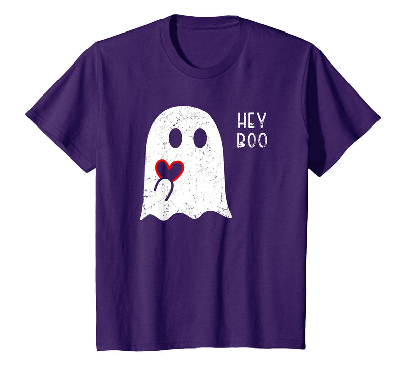 Halloween Ghosts & Stuff Clothing Hey Boo Ghost Heart Hand Sign Cute Halloween Spooky Season T-Shirt - Purple