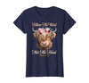 Christian Western Highland Cow Lovers Tees Follow The Word Not The Herd Christian Western Highland Cow T-Shirt - Navy Blue
