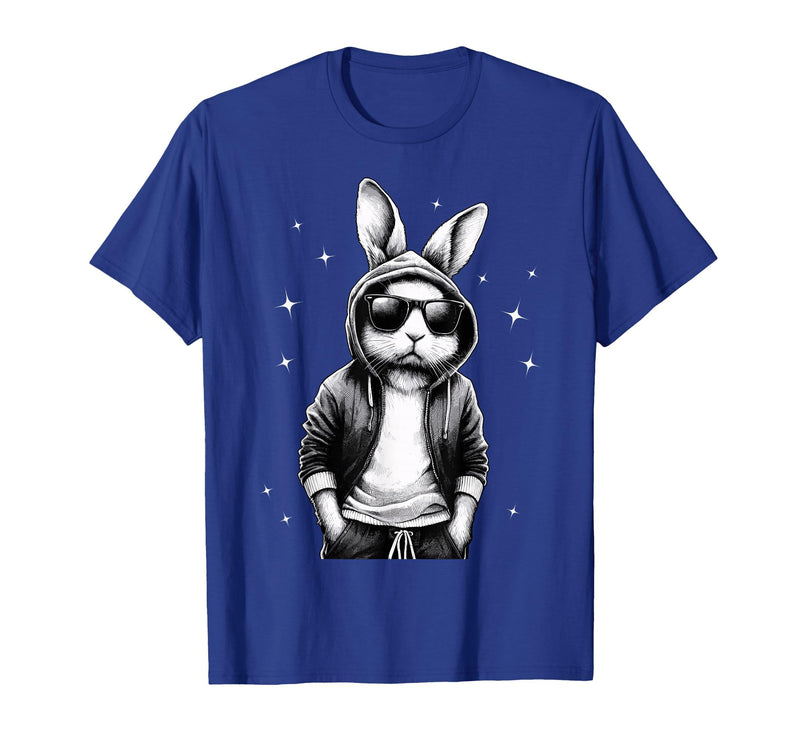 Bunny Face with Sunglasses Rabbit for Boys Men Kids T-Shirt in Royal Blue