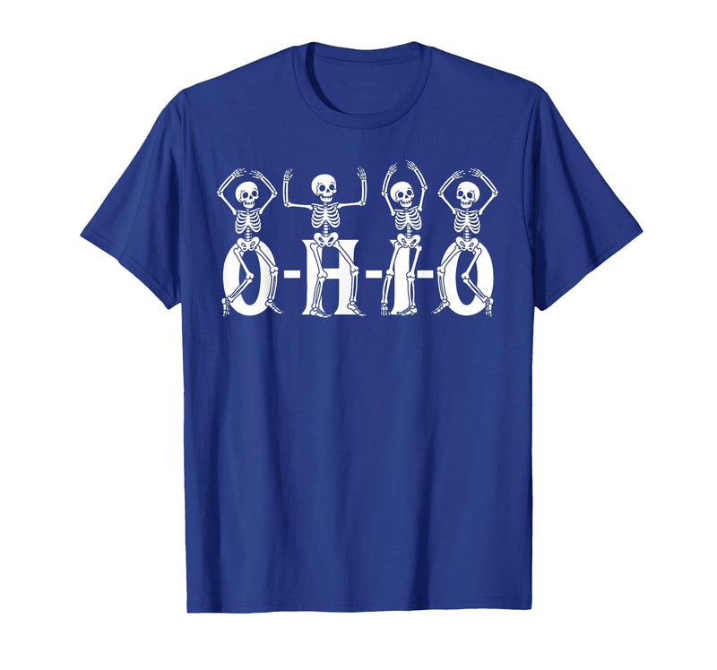 Funny O-H-I-O State Skeleton Halloween Funny O-H-I-O State Skeleton Ohio Halloween Vintage Vibe Fun T-Shirt - Royal Blue