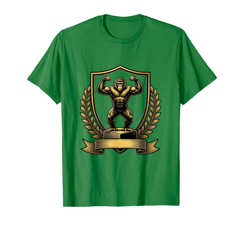 Mademark Monkey Flexing Muscles on Gym Podium T-Shirt - Men - Kelly Green