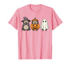 Funny Retro Hedgehog Halloween Witch Spooky Ghost Hedgehog Lover Pumpkin Halloween T-Shirt - Pink