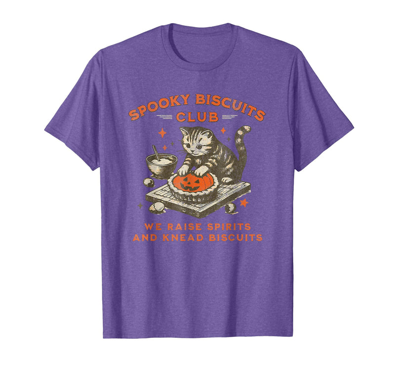 spooky biscuits club shirt Spooky Biscuits Club we Raise Spirits and Knead Biscuits T-Shirt - Purple Heather