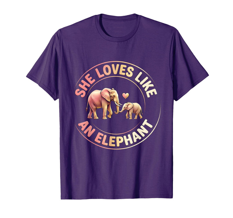 Mademark She Loves Like An Elephant Mother Child Bond T-Shirt - Men - Purple