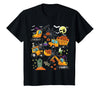 Kids Fun Construction Vehicle Halloween spider web Kids Construction Vehicle Halloween Crane Truck Pumpkin Boys T-Shirt -