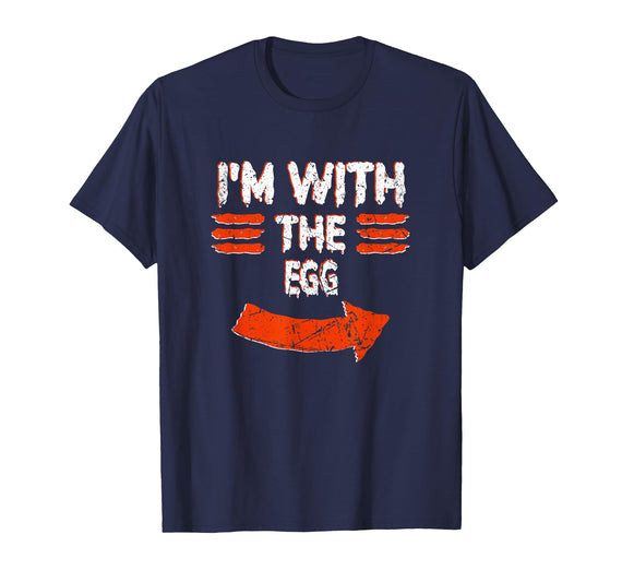 Halloween Mega Warehouse Vintage I'm with the Egg Lazy Halloween Costume T-Shirt - Navy Blue