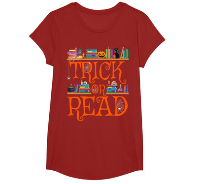 Trick or Read Funny Halloween Teacher Book Library Reading T-Shirt