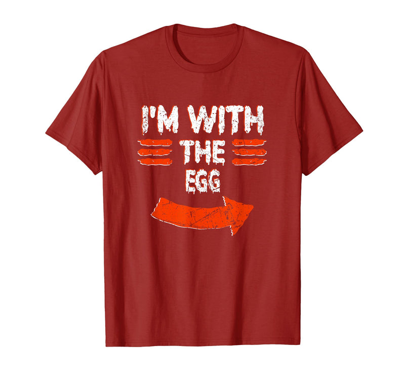 Halloween Mega Warehouse Vintage I'm with the Egg Lazy Halloween Costume T-Shirt - Cranberry Red