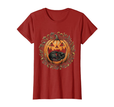 Mademark Black Cat in Carved Pumpkin Halloween Design T-Shirt