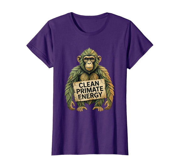 Mademark Clean Primate Energy Monkey Sober Men Design T-Shirt - Women - Purple