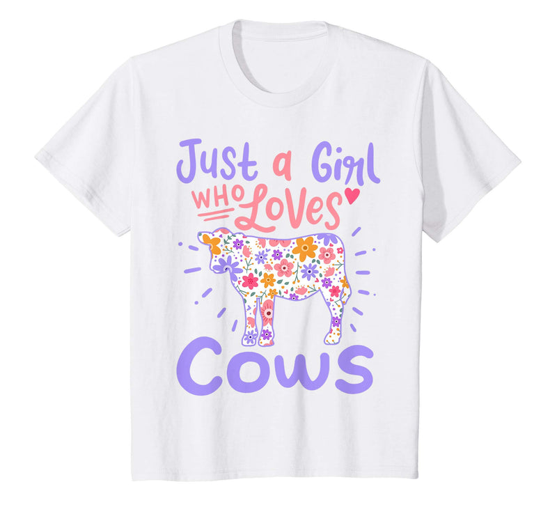 Kids Cow Just A Girl Who Loves Cows Gift T-Shirt - As Pictured