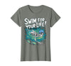 Swim Lover Halloween Custom Tee For Swimmers Kids Halloween Skeleton Swimming Swim for Your Life Swimmers Dad T-Shirt -