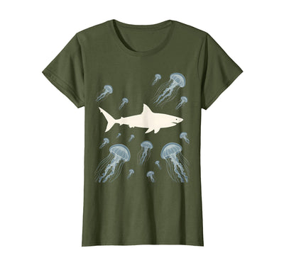 Shark Swimming Through a Jellyfish Field T-Shirt