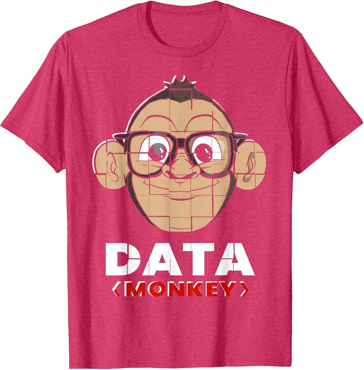 Data Monkey Data Evaluator Code Programmer T-Shirt - Red Heather