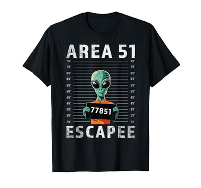 Funny Alien Halloween Costume Mugshot Alien Area 51 Escapee Funny Alien Mug Shot UFO T-Shirt
