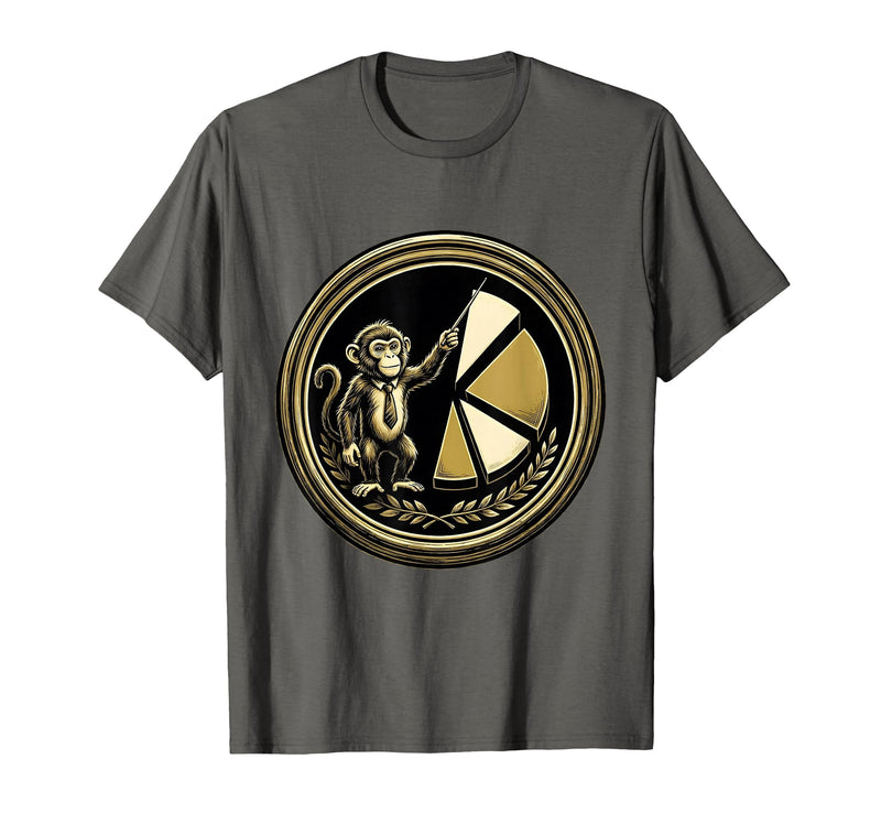 Mademark Monkey Business Pie Chart Funny Graphic Tee T-Shirt - Men - Asphalt Grey