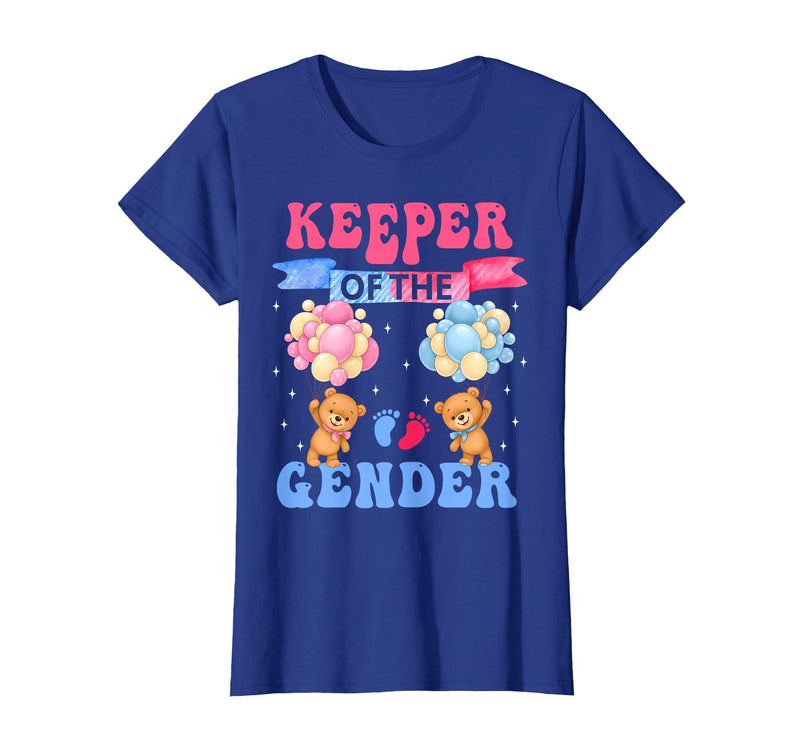 Funny Bear Blue Pink Gender Reveal Men Women Keeper of The Gender Reveal Cute Bear Balloons Pink Or Blue T-Shirt - Royal Blue