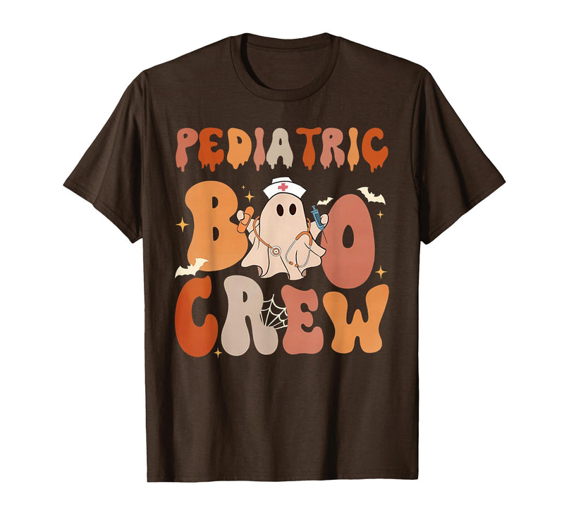Funny Pediatric shirts for work Pediatric Nurse Shirt Halloween Pediatric Boo Crew T-Shirt - Brown