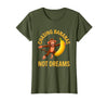 Mademark Chasing Bananas Not Dreams Funny Monkey Design T-Shirt - Women - Olive Green