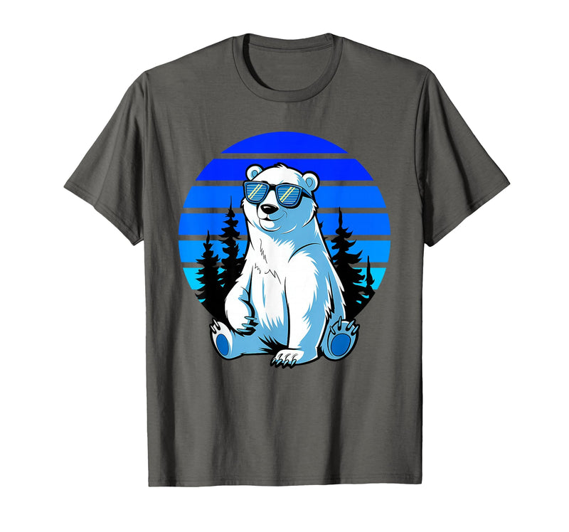 Bear Lover Gift Co. Arctic Animal Polar Bear Lover Cool Sunglasses Polar Bear T-Shirt - Asphalt Grey