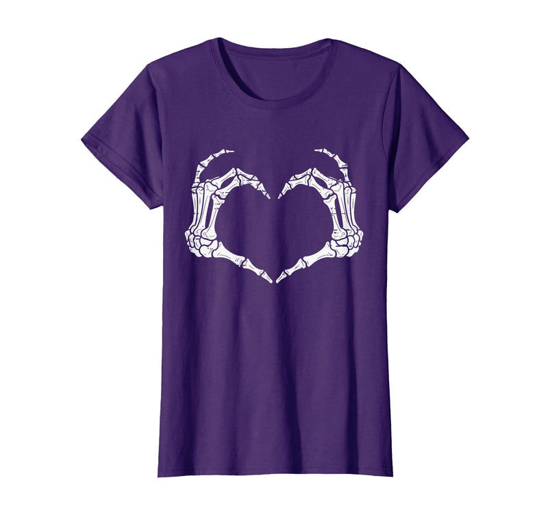 Halloween Tees for Women Men Kids Skeleton Hands Heart Halloween Rock Costume Men Women Kids T-Shirt - Purple