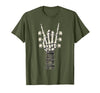 Rock and Wear Gifts Men Women Kids Skeleton Guitar Hand Rock On Guitarist Rock Band Music T-Shirt - Olive Green
