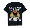 Funny Dairy Farmer Gifts Legend Dairy Grandpa Retro Sunset Cow Farming Funny Cattle T-Shirt - Black