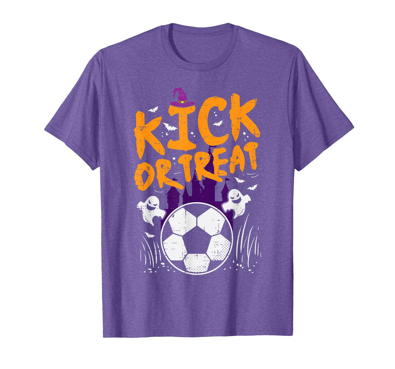 Halloween Shirts For Women Men Kids Boys Girls Halloween Soccer Kick Or Treat Football Costume Boys Kid Men T-Shirt - Purple