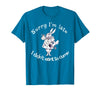 Sorry I'm Late, I Didn't Want to Come White Rabbit Watch T-Shirt in Sapphire Blue