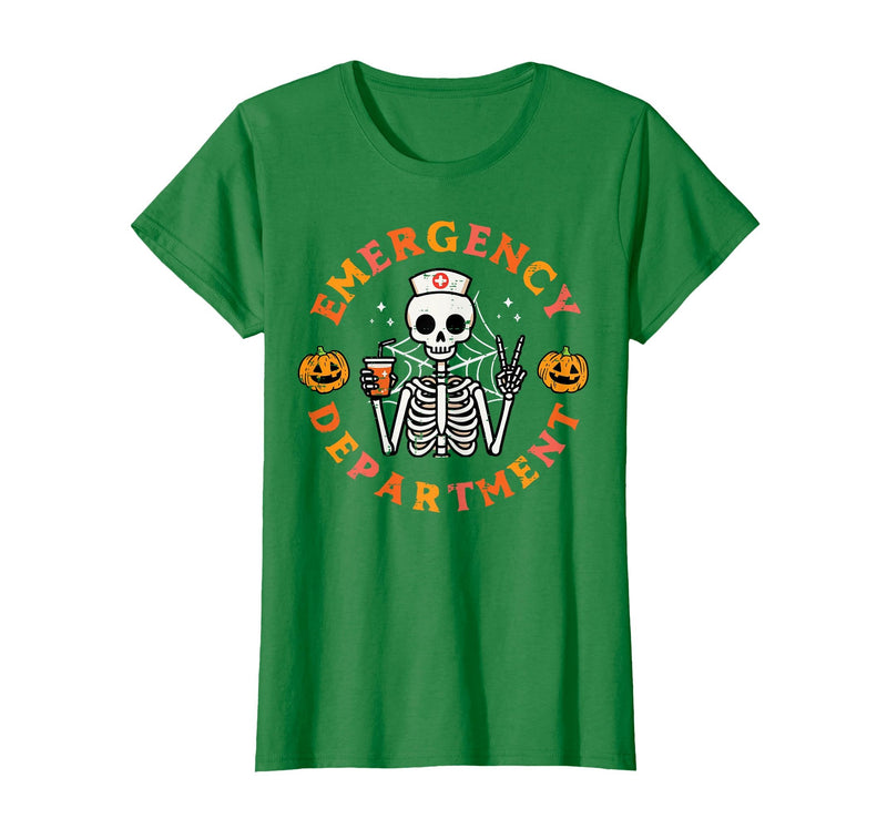 Halloween Nurse Shirts For Women Scrub Costumes Emergency Department Funny Halloween ER Nurse Women Men T-Shirt - Kelly Green