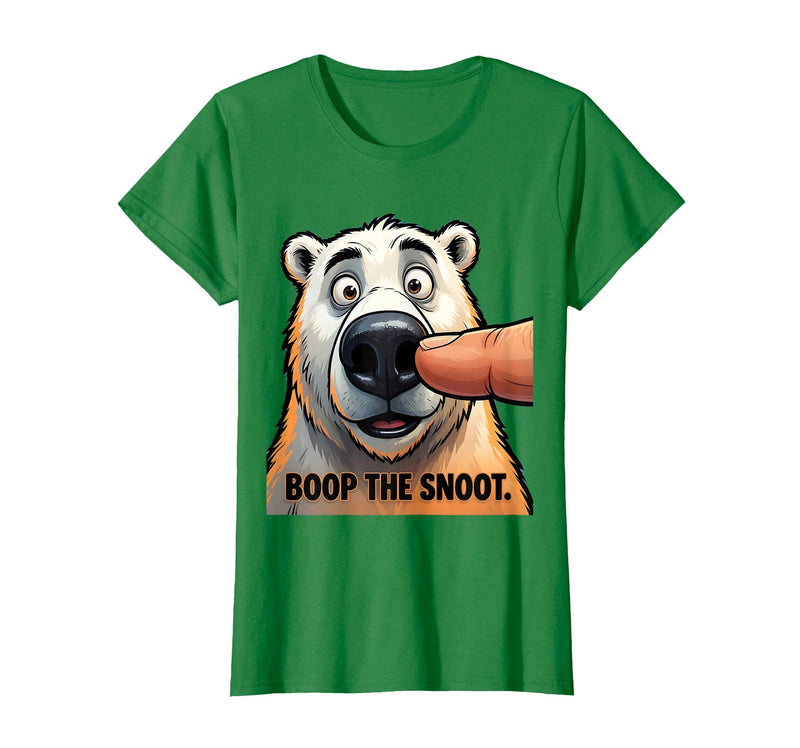 Mademark Boop The Snoot Funny Polar Bear Design T-Shirt - Kelly Green