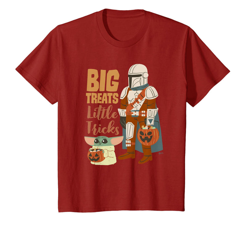 Star Wars Grogu The Mandalorian Halloween Big Treats T-Shirt - Cranberry Red