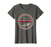 Mademark Shark Circling Swimmer Ocean Danger Illustration T-Shirt - Asphalt Grey