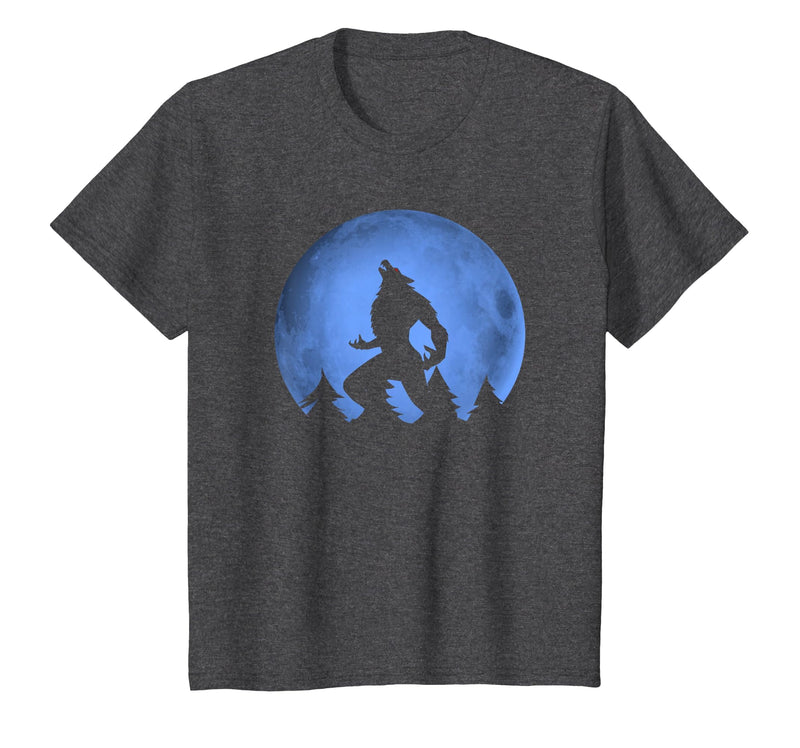 Ideas Halloween costume " Wolf moon " Wolf Halloween Costume Werewolf Blue Moon Scary for Men Boys T-Shirt - Dark Heather