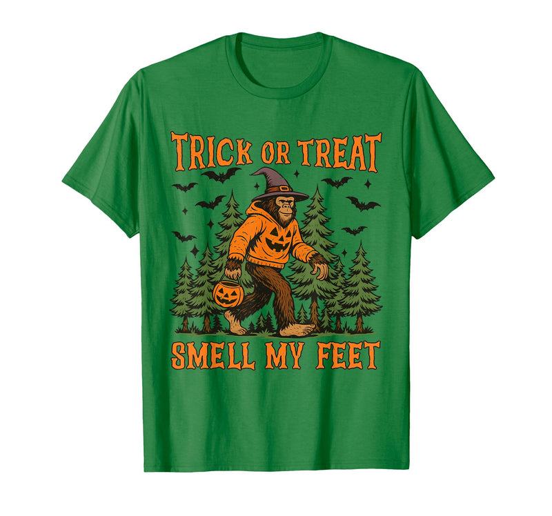 Bigfoot Halloween Costume Party Outfits Trick Or Treat Smell My Feet Bigfoot Halloween Sasquatch T-Shirt - Kelly Green