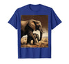 Mademark Mama and Baby Elephant Walk Together T-Shirt - Men - Royal Blue