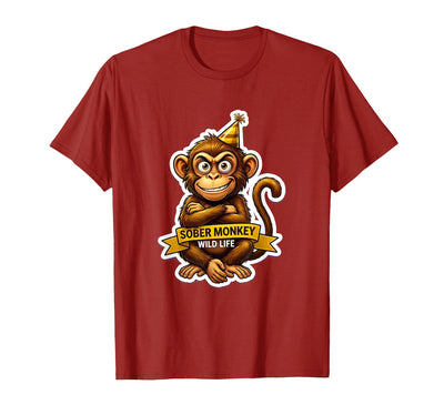 Sober Monkey Wild Life Sobriety Design T-Shirt - Men