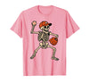 Funny Skeleton Baseball Tee Skeleton Baseball Halloween Costume Pitcher Sport Player T-Shirt - Pink